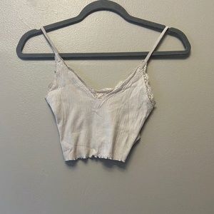 laced white cropped top tank